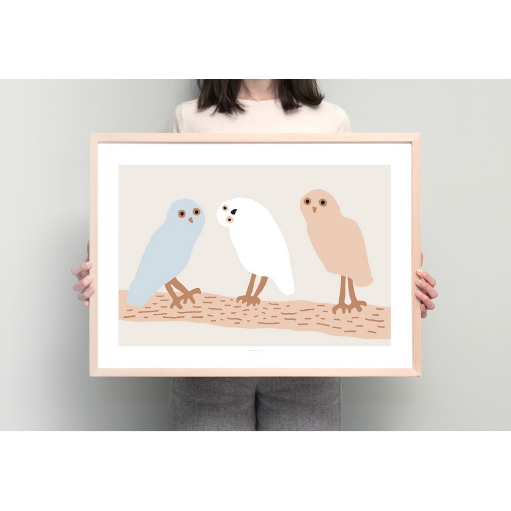 ArtPrint - Hello Owls Light Grey – Bild 3
